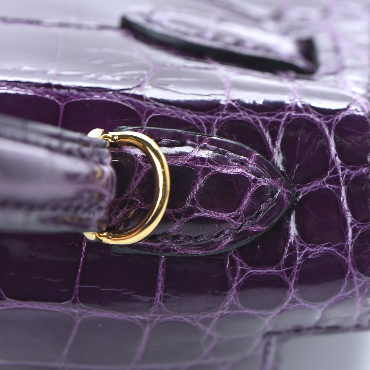 Hermes Shiny Alligator Mini Kelly Sellier 20 Cassis 9 of 31