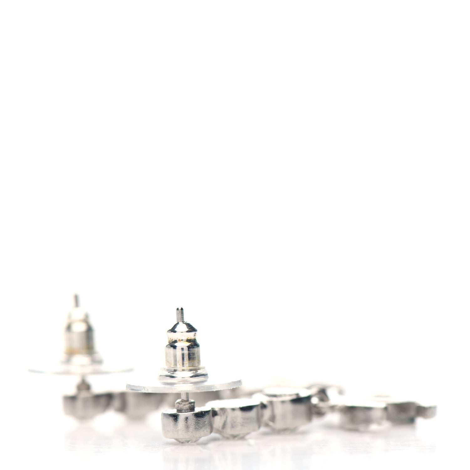 Chanel Crystal CC Drop Earrings Silver 3 of 4