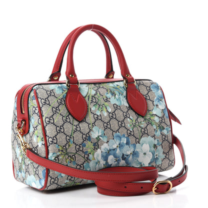 Gucci GG Supreme Monogram Blooms Small Boston Beige Blue Navy Hibiscus Red 3 of 10