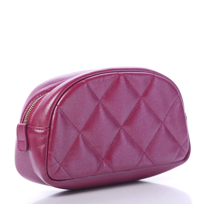 Chanel Metallic Lambskin Quilted Pouch Dark Pink 2 of 6