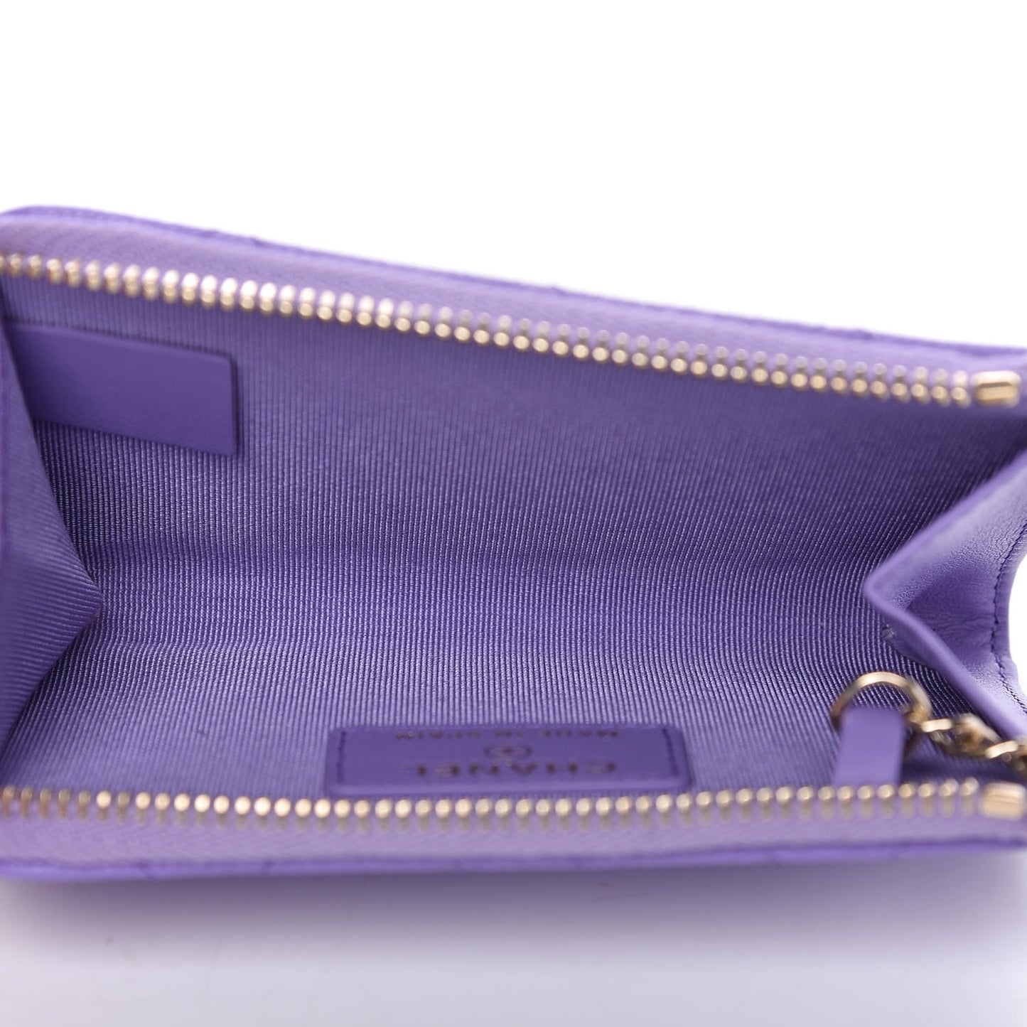 Caviar Quilted Zipped Key Holder Case Purple