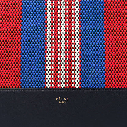 Celine Cotton Canvas Lambskin Striped Solo Clutch Pouch Navy Blue 8 of 9