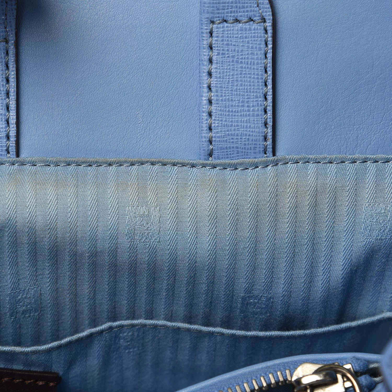 Fendi Vitello Elite Flamingo Regular 2Jours Tote Azzurro Nebula 16 of 18