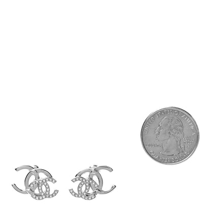 Chanel Crystal Double CC Earrings Gold Silver 2 of 5