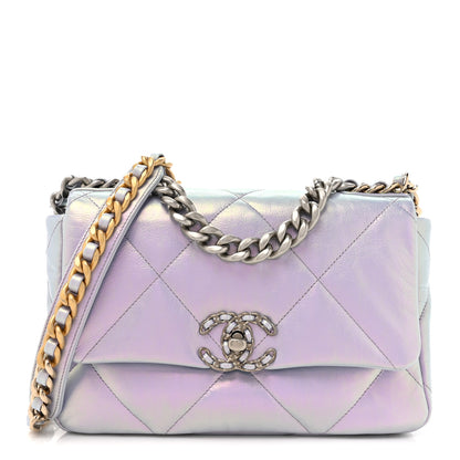 Chanel Iridescent Calfskin Quilted Medium Chanel 19 Flap Light Purple Blue 1 of 10