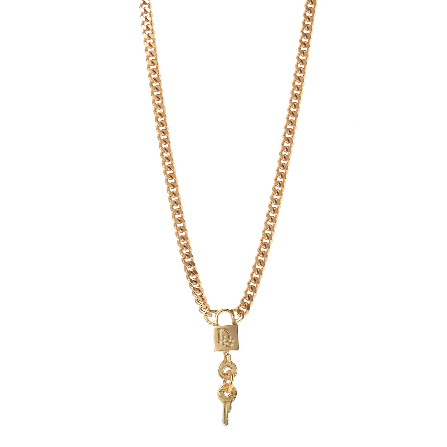 Metal Lock and Key Necklace Matte Gold
