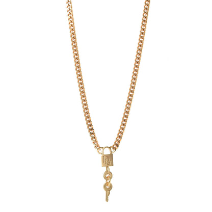 Christian Dior Metal Lock and Key Necklace Matte Gold 1 of 5