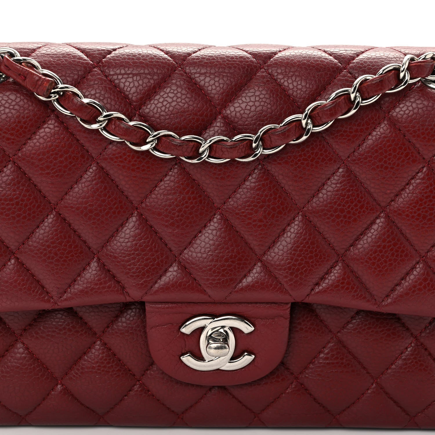 Chanel Caviar Quilted Medium Double Flap Dark Red 8 of 10