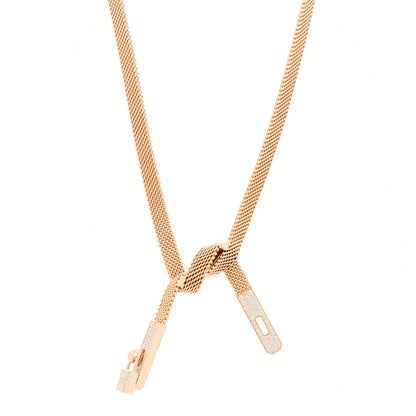 Hermes 18K Rose Gold Diamond Kelly Gavroche Necklace 1 of 7