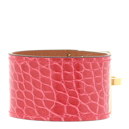 Hermes Matte Alligator Kelly Dog Bracelet T2 Rose Extreme 3 of 6