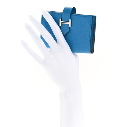 Hermes Chevre Mysore Mini Bearn Wallet Bleu Frida 4 of 22