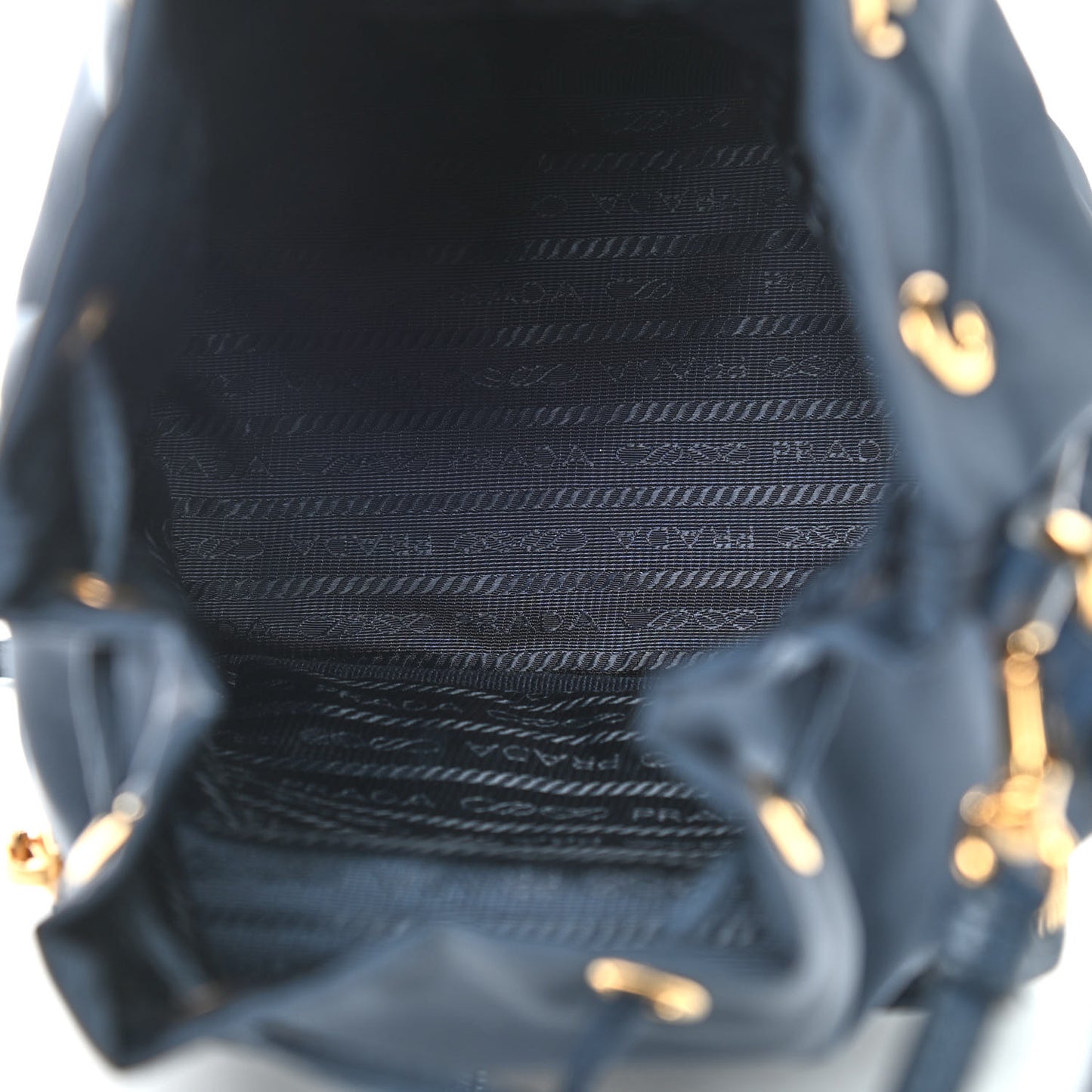 Saffiano Tessuto Nylon Mini Bucket Crossbody Bag Bleu