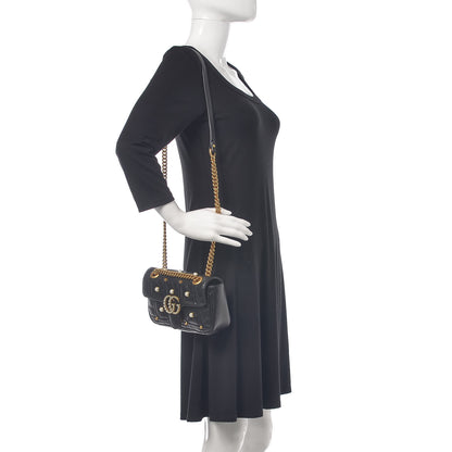 Gucci Calfskin Matelasse Studded Mini Pearly GG Marmont Shoulder Bag Black 2 of 10