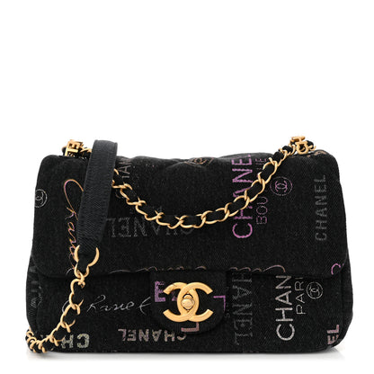 Chanel Denim Quilted Denim Mood Mini Rectangular Flap Black Multicolor 1 of 10