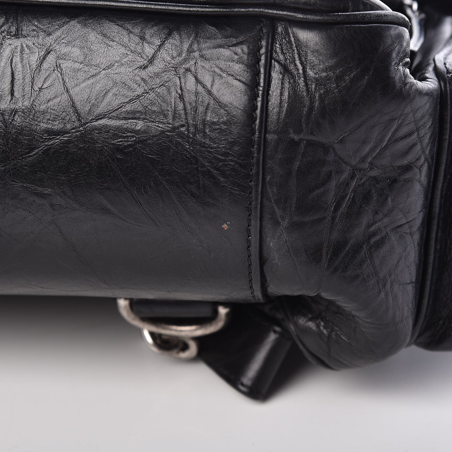 Aged Calfskin Quilted Large Casual Rock Backpack Black
