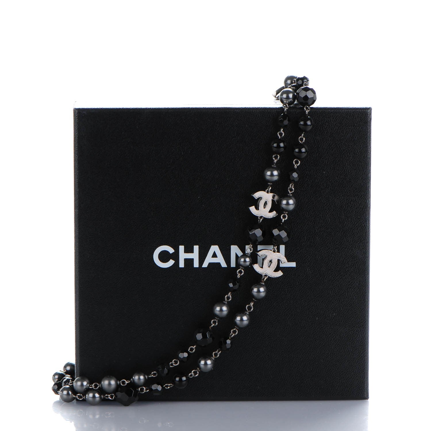 Chanel Ruthenium Bead CC Long Necklace Black 9 of 9
