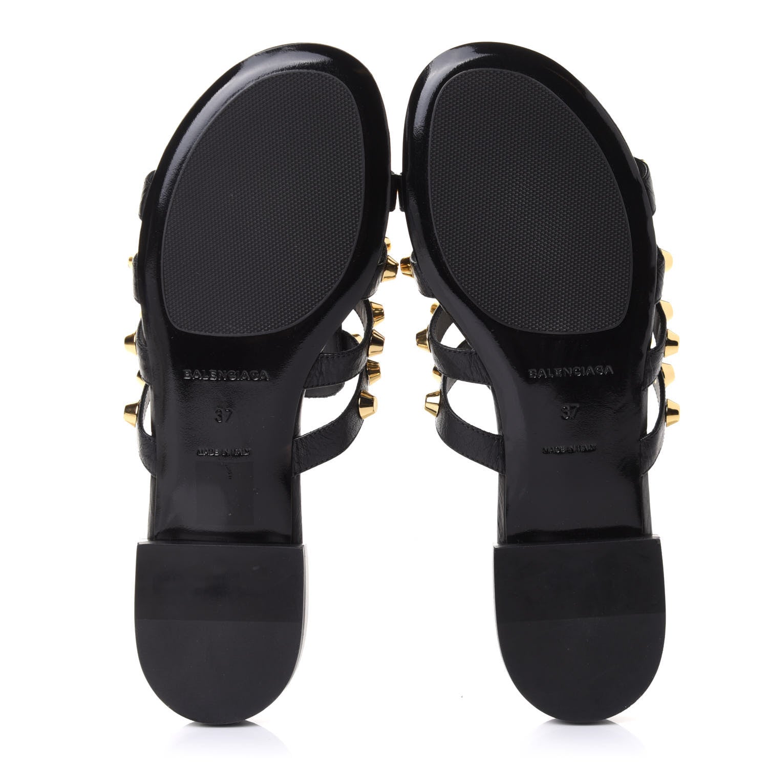 Balenciaga Agneau Lambskin Giant Gold Hardware Flat Sandals 37 Black 6 of 10