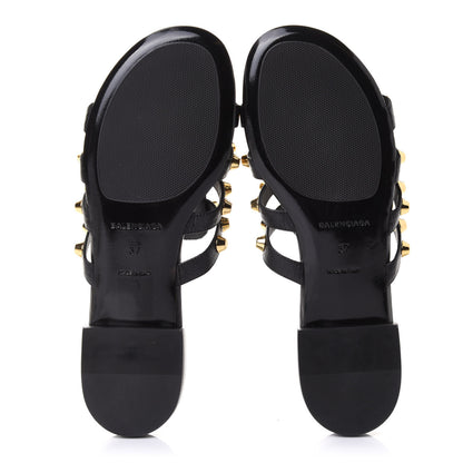 Balenciaga Agneau Lambskin Giant Gold Hardware Flat Sandals 37 Black 6 of 10