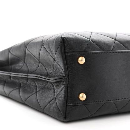 Chanel Lambskin Quilted Signature Plate Large Shopping Tote Black 9 of 11