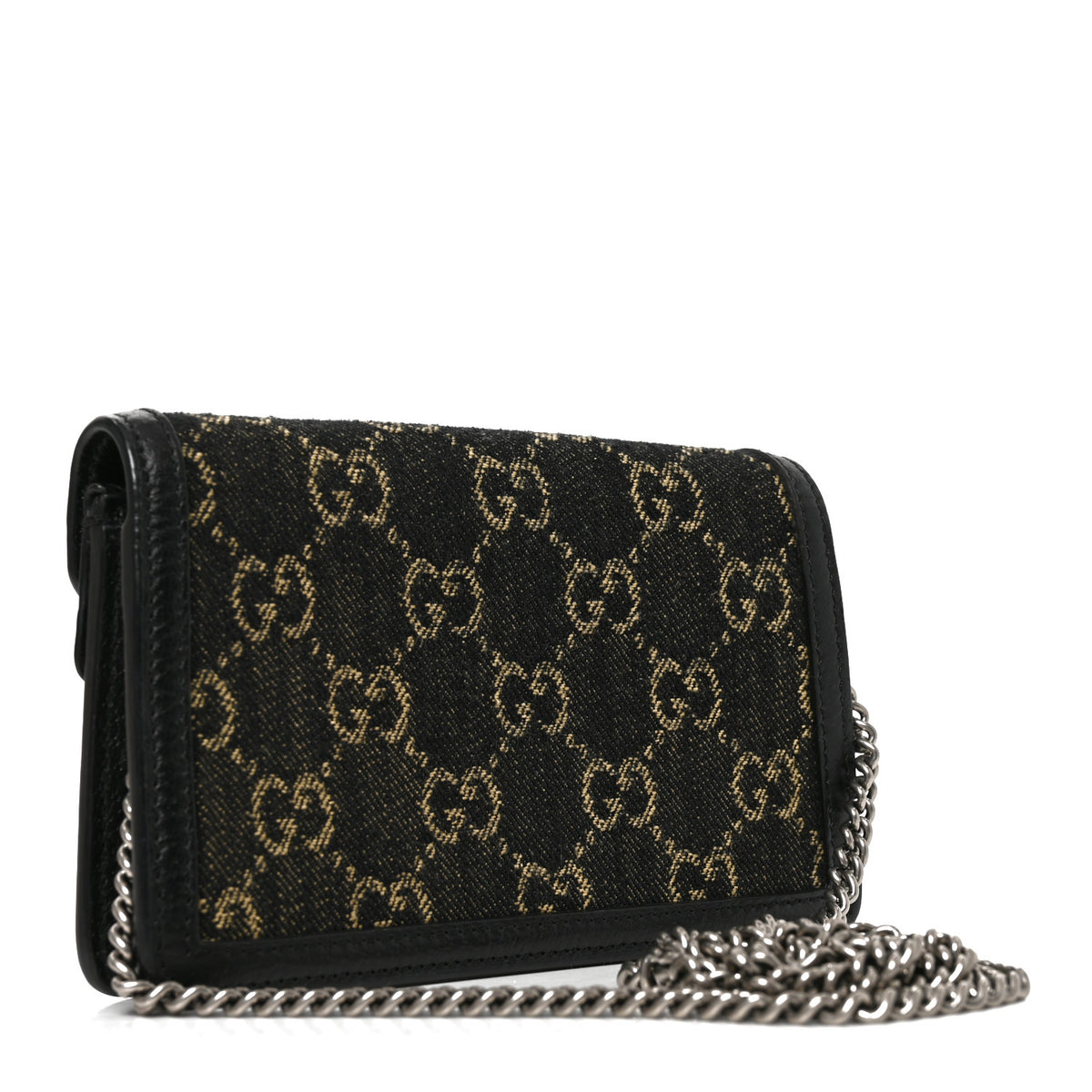 Gucci Jacquard Black Denim GG Monogram Super Mini Dionysus Shoulder Bag Black Ivory 3 of 9