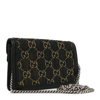 Gucci Jacquard Black Denim GG Monogram Super Mini Dionysus Shoulder Bag Black Ivory 3 of 9