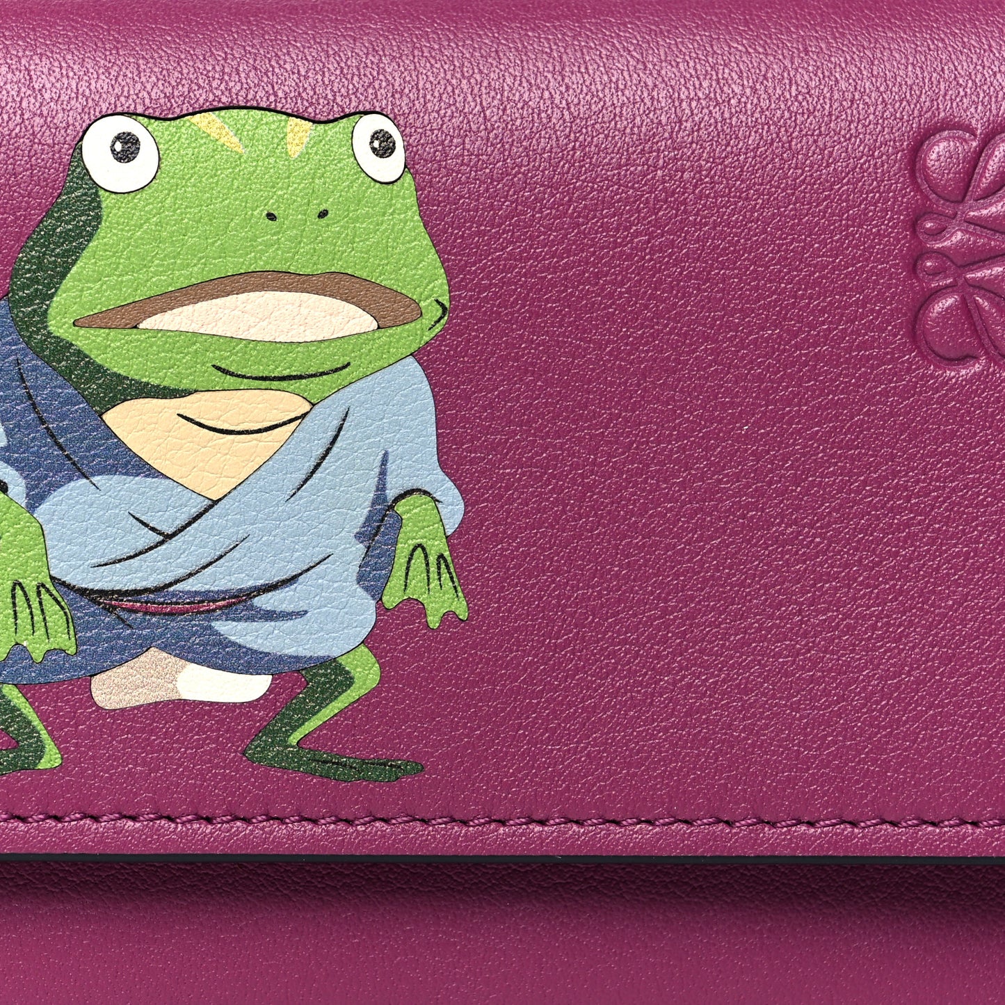 X SPIRITED AWAY Calfskin Aogaeru Small Vertical Wallet Bouganville
