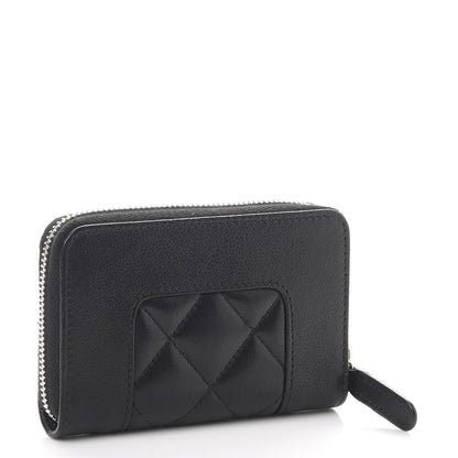 Chanel Sheepskin Quilted Mademoiselle Vintage Zip Coin Purse Black 3 of 8