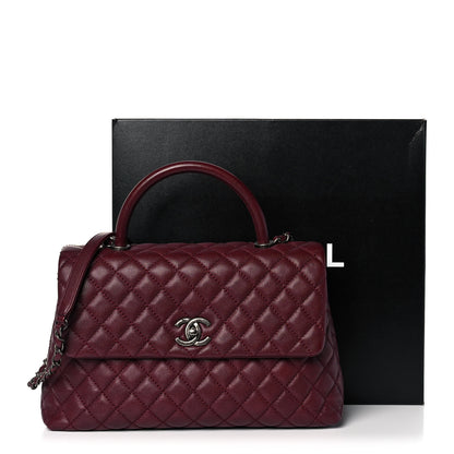 Chanel Caviar Quilted Medium Coco Handle Flap Burgundy 11 of 11