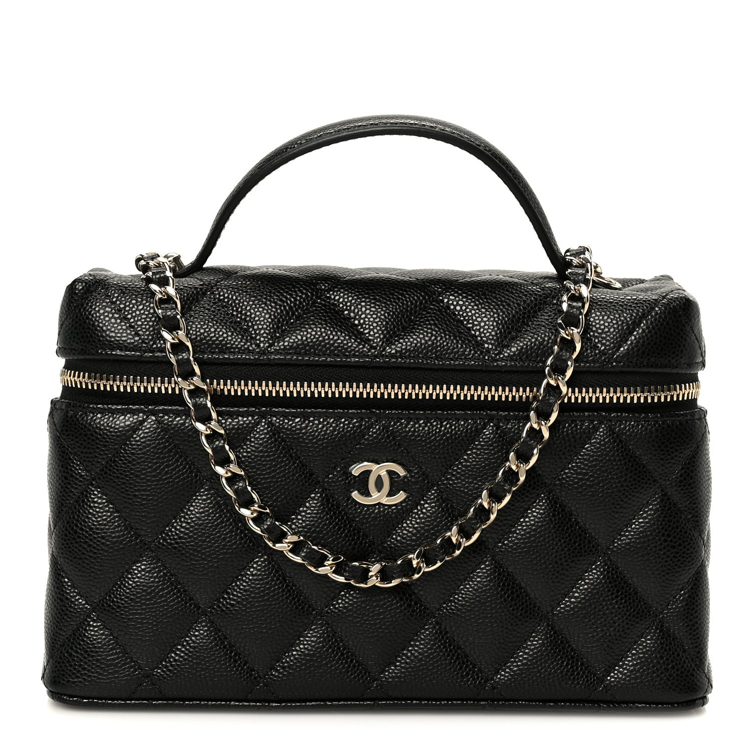Chanel Caviar Quilted Top Handle Slim Vanity With Chain Black 1 of 11