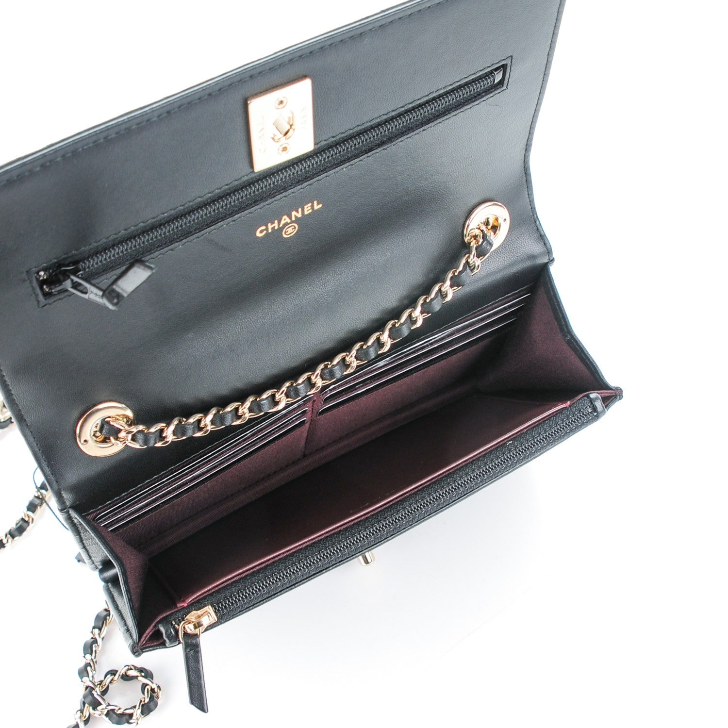 Chanel Lambskin Quilted Trendy CC Wallet On Chain WOC Black 6 of 10