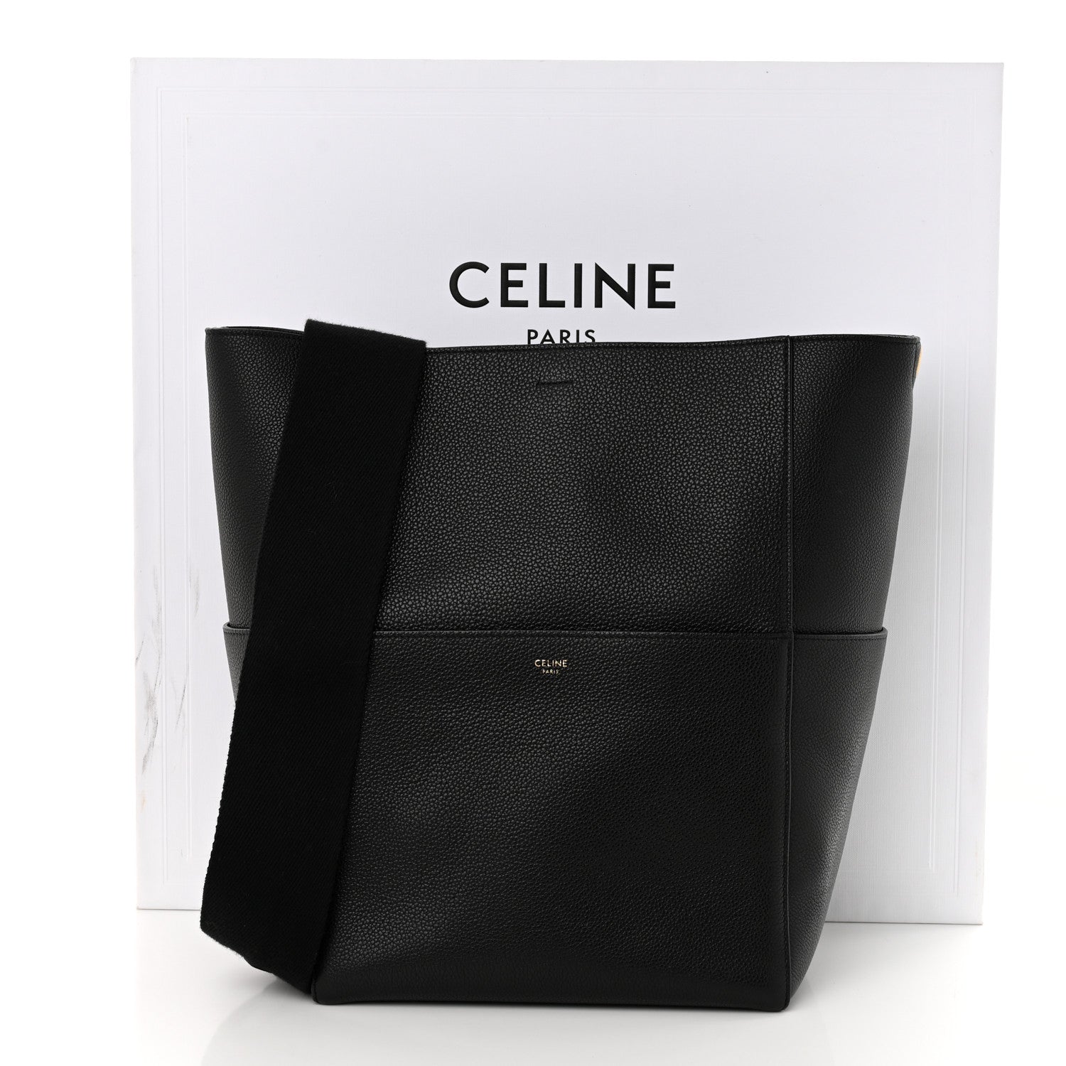Celine Soft Grained Calfskin Sangle Bucket Bag Black 14 of 14