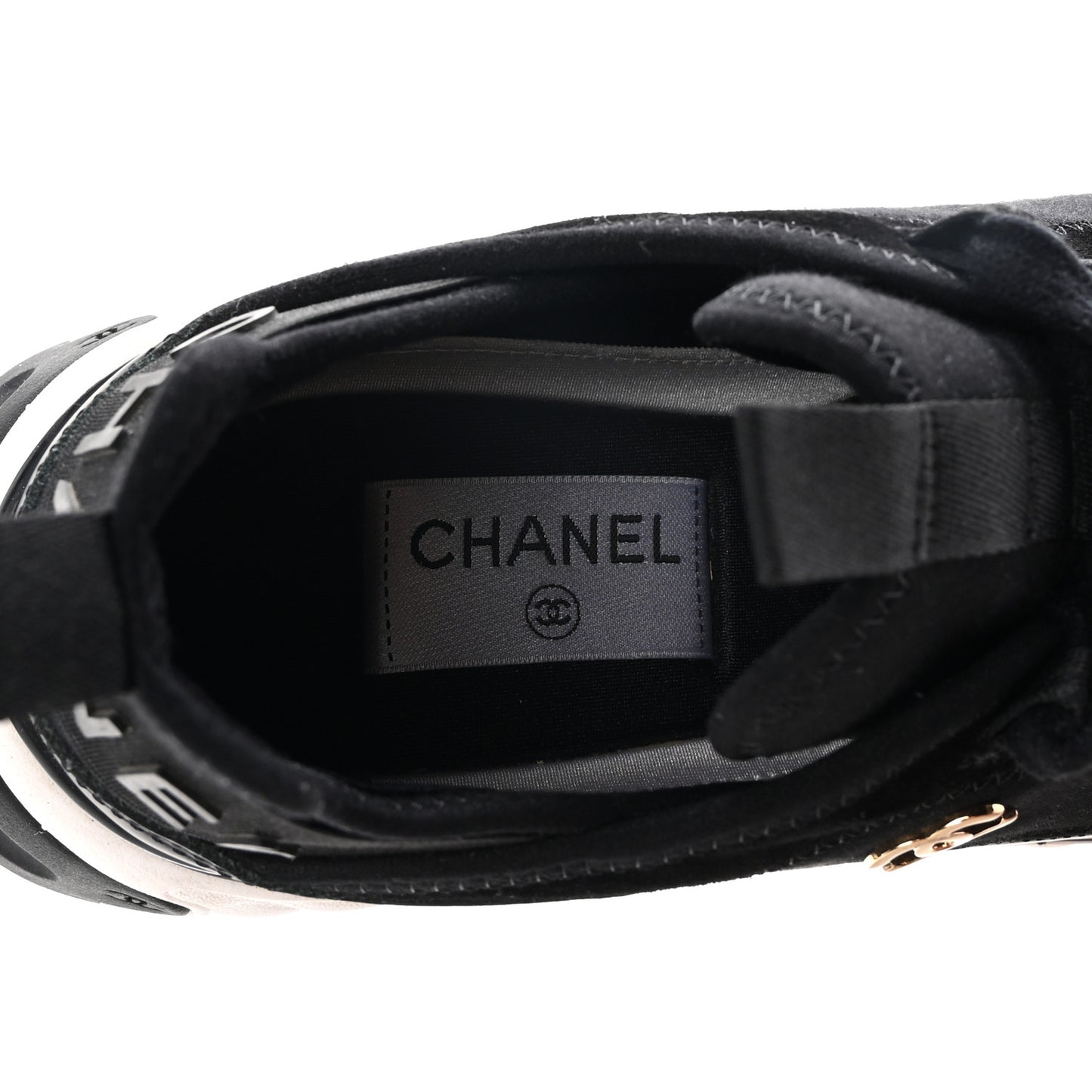Velvet Calfskin Mixed Fibers CC Sneakers 38.5 Black