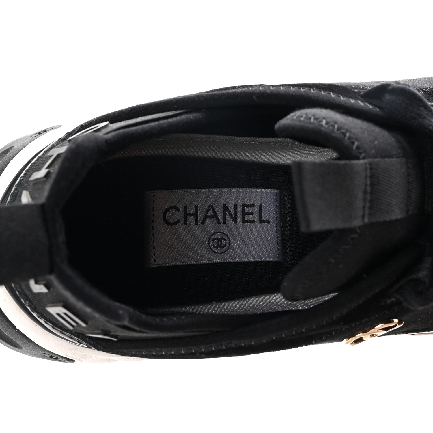 Chanel Velvet Calfskin Mixed Fibers CC Sneakers 38.5 Black 9 of 9