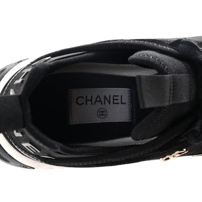 Chanel Velvet Calfskin Mixed Fibers CC Sneakers 38.5 Black 9 of 9