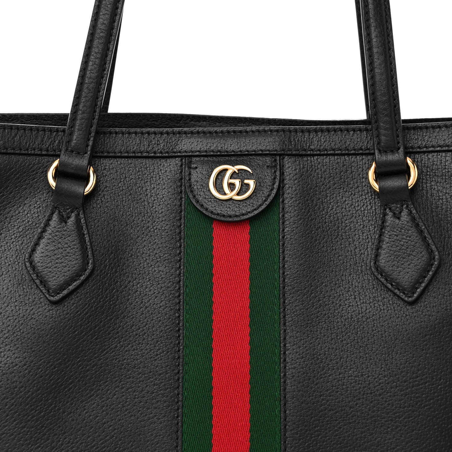 Gucci Textured Calfskin Web Medium Ophidia Shopping Tote Black 8 of 10