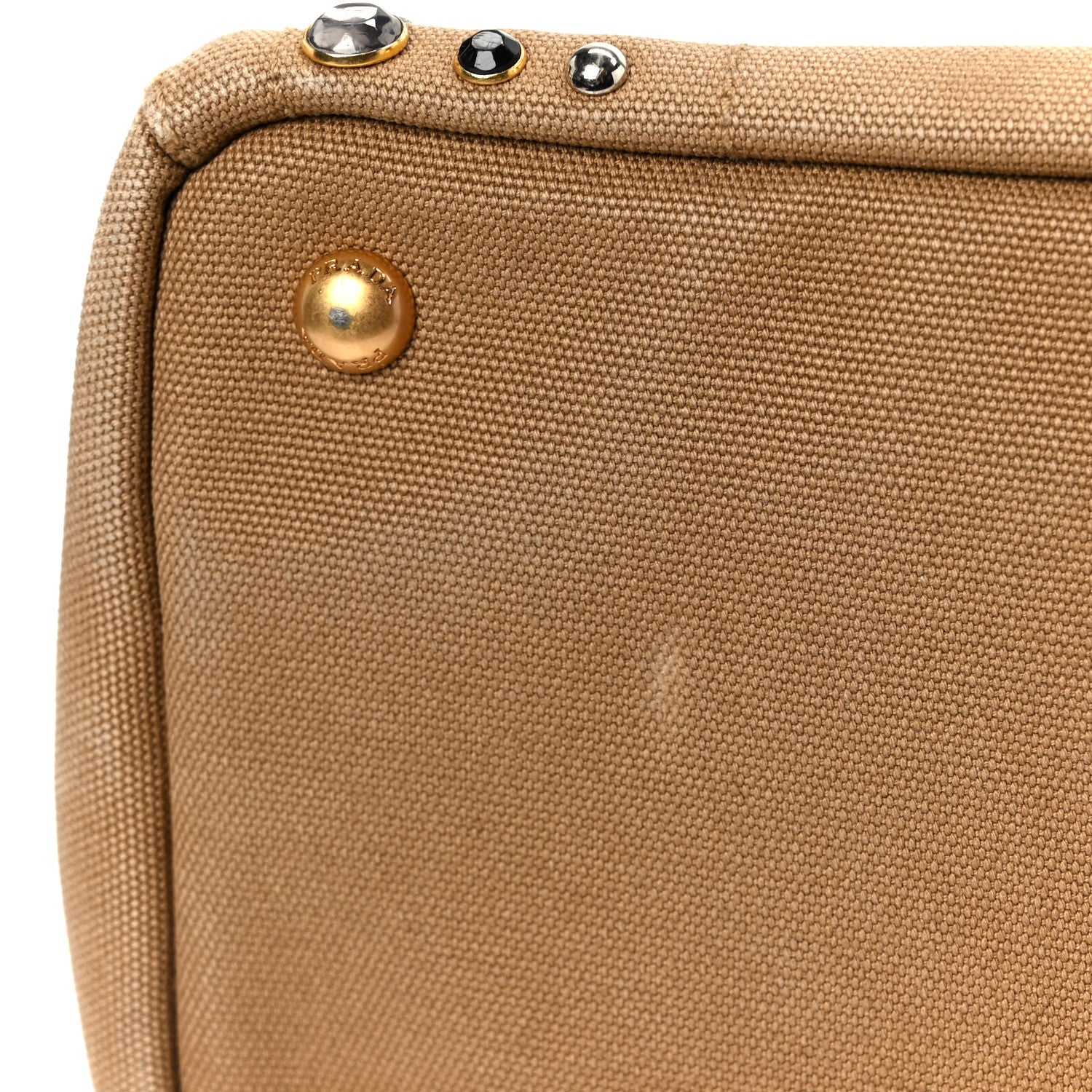 Prada Canapa Crystal Studded Tote Tobacco 12 of 13