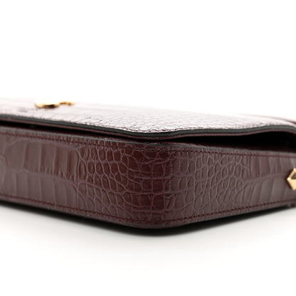 Jimmy Choo Calfskin Crocodile Embossed Palace Wallet On Chain Bordeaux 9 of 11