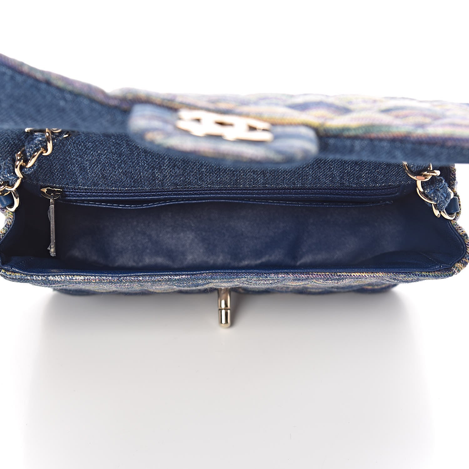 Chanel Striated Quilted Classics in Fabrics Mini Rectangular Flap Blue 5 of 10