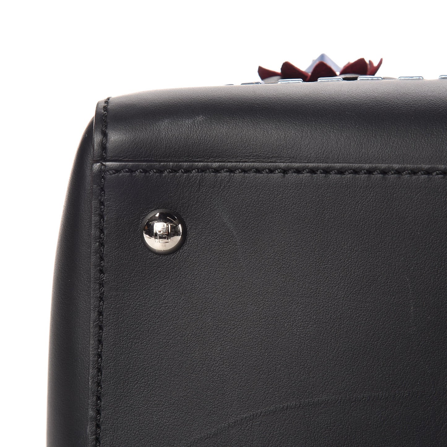 Calfskin Flowerland Medium Dotcom Satchel Black Multicolor