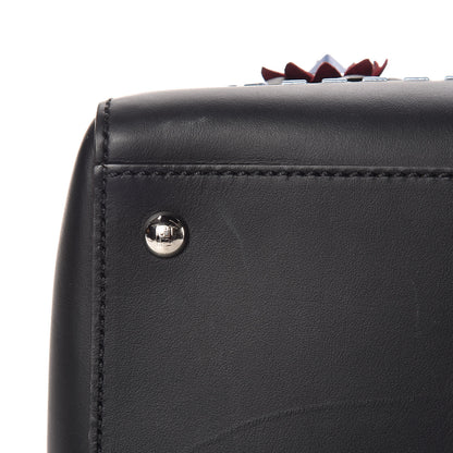 Fendi Calfskin Flowerland Medium Dotcom Satchel Black Multicolor 14 of 14
