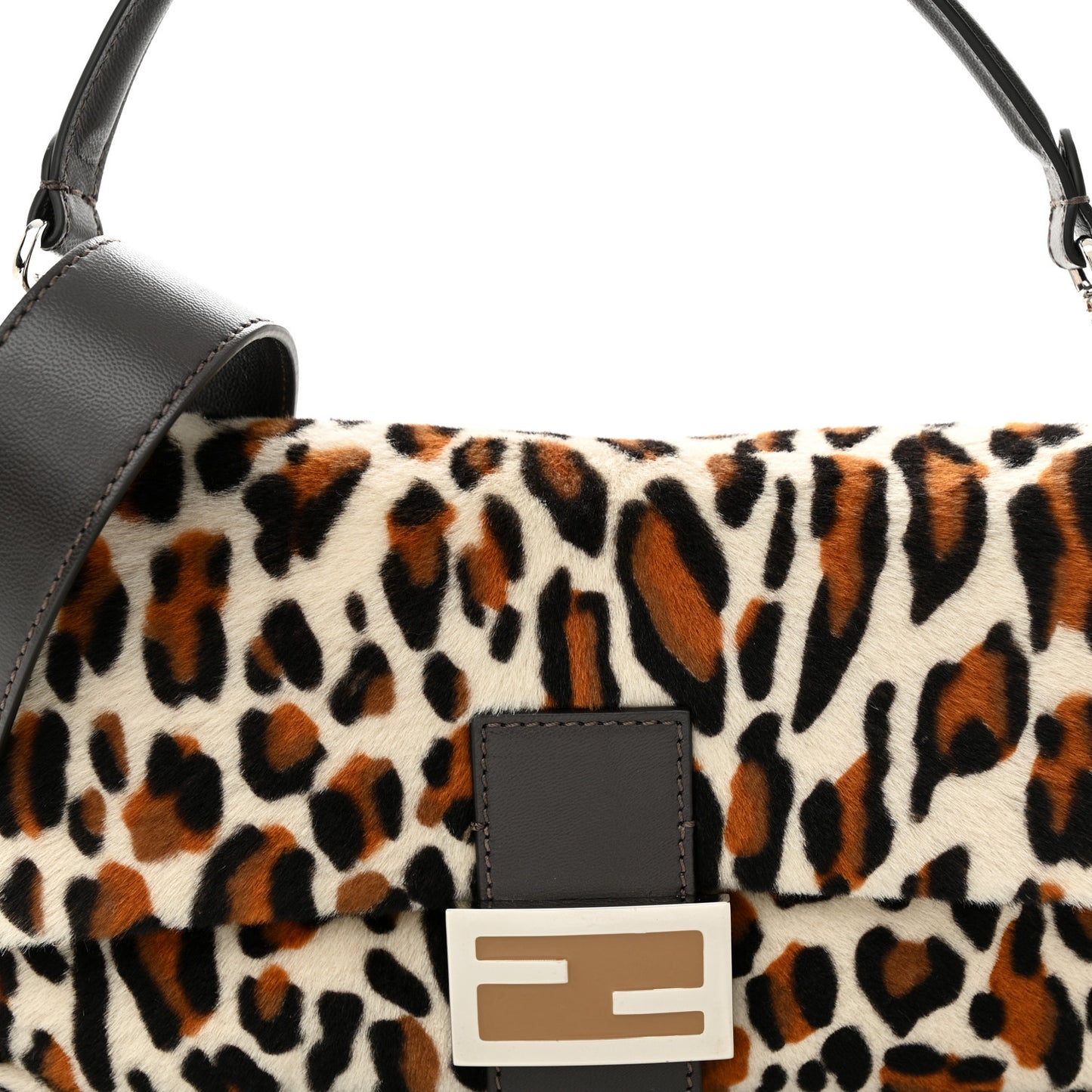 Calf Hair Leopard Print Baguette Moro