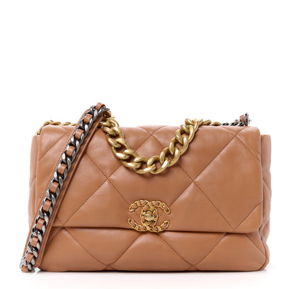 Chanel Lambskin Quilted Large Chanel 19 Flap Brown 1 of 11