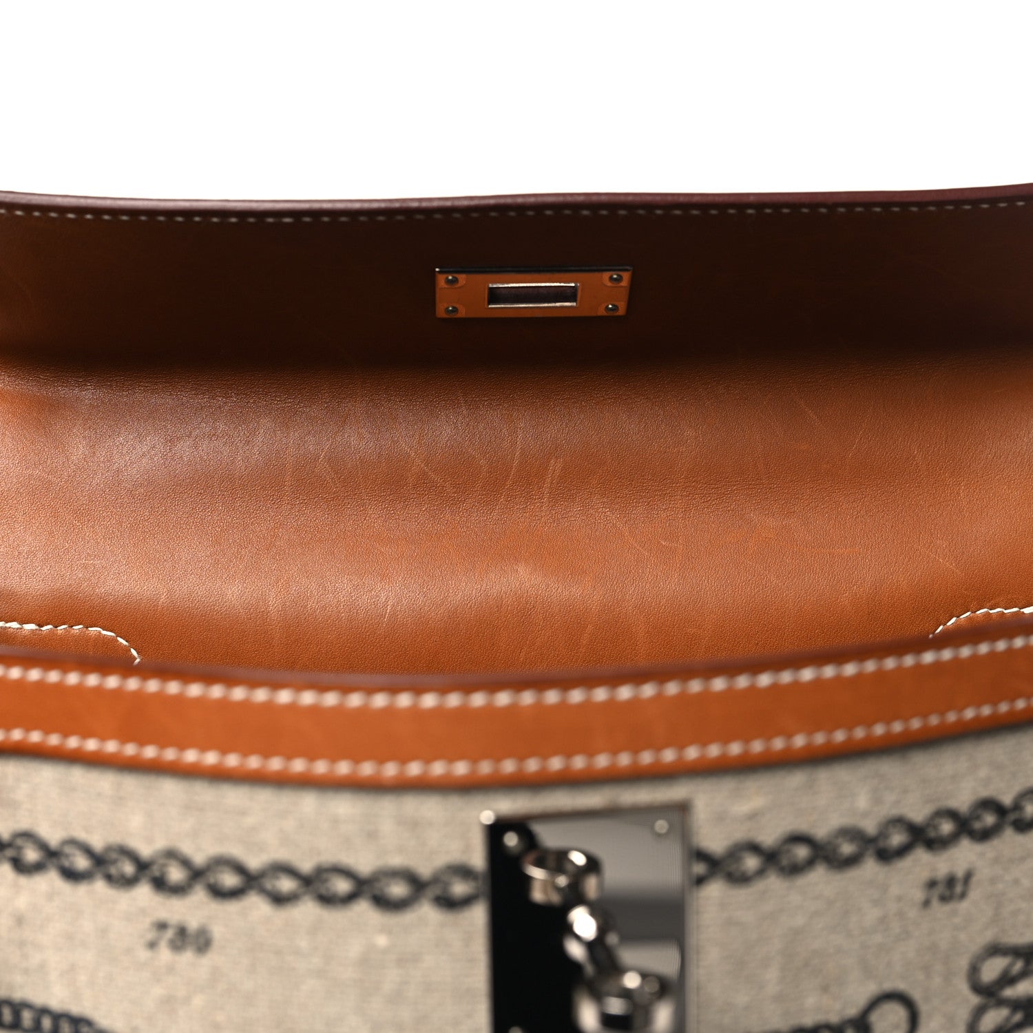 Hermes Natural Barenia Toile De Camp Dechainee Kelly 28 Fauve 11 of 12