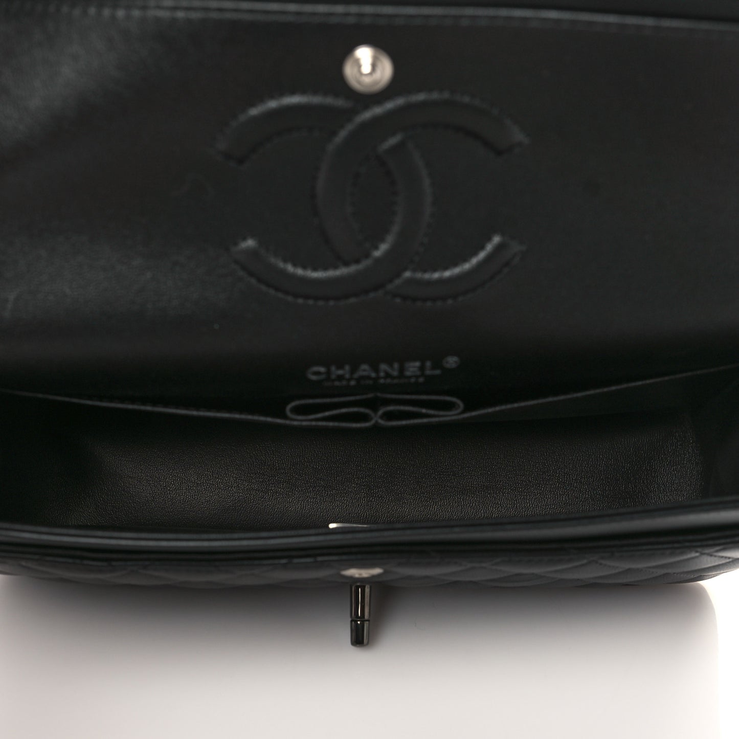 Lambskin Quilted Medium Double Flap So Black