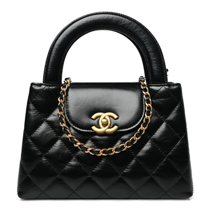 Chanel Shiny Aged Calfskin Quilted Nano Kelly Shopper Black 1 of 10