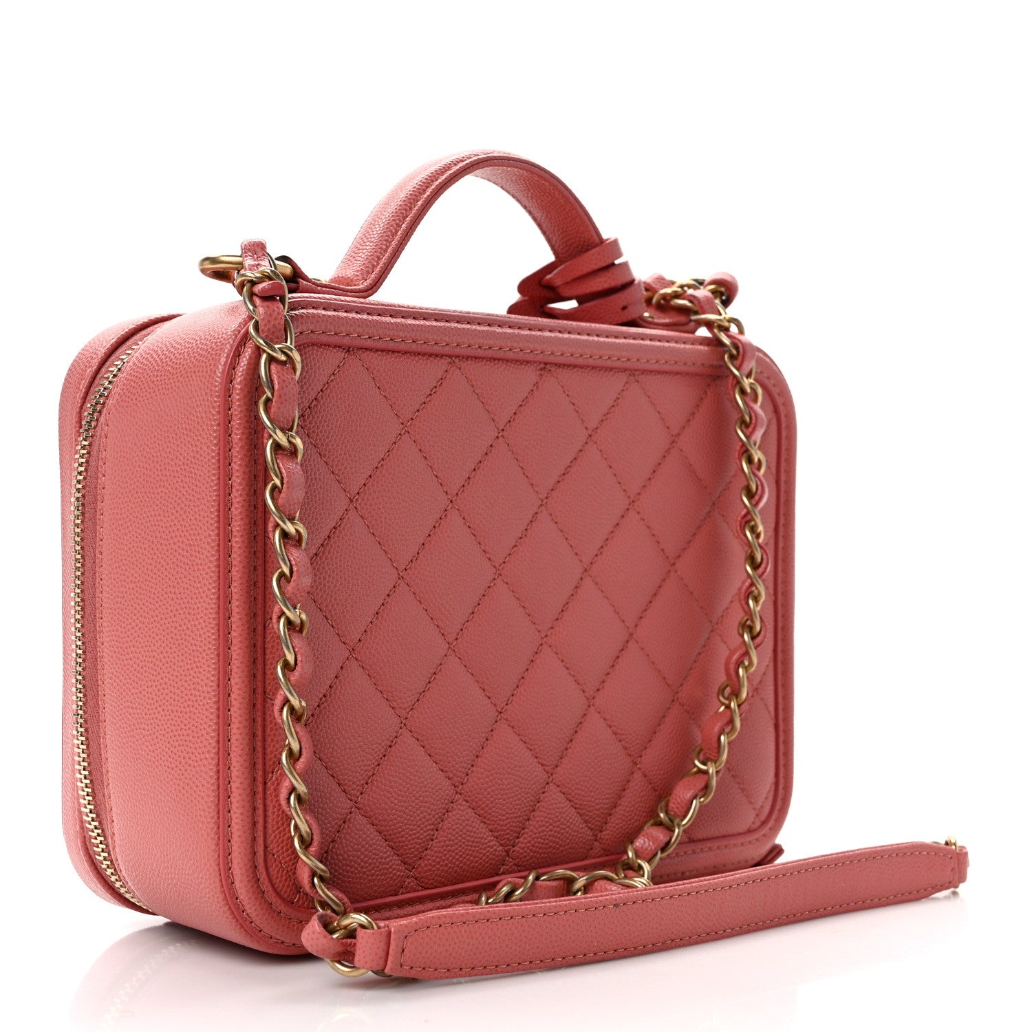 Chanel Caviar Quilted Medium CC Filigree Vanity Case Pink 3 of 13