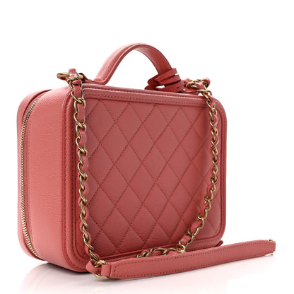 Chanel Caviar Quilted Medium CC Filigree Vanity Case Pink 3 of 13