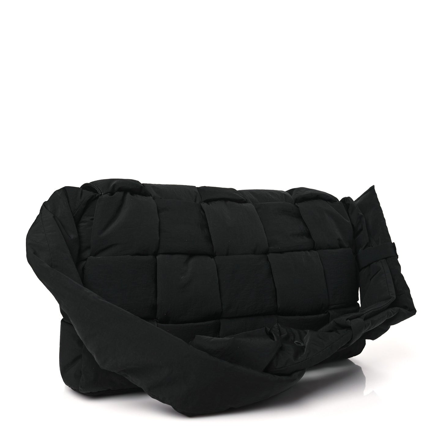 Nylon Intrecciato Padded Tech Maxi Cassette Bag Black