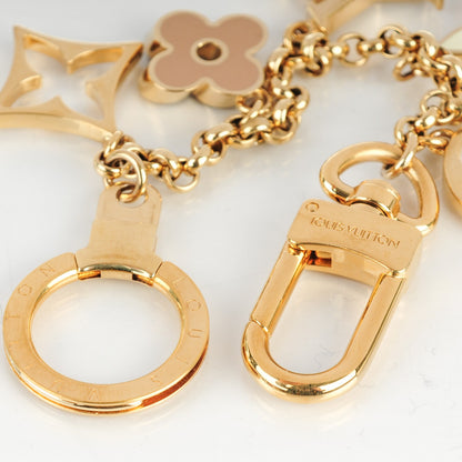 Louis Vuitton Brass Enamel Fleur De Monogram Bag Charm Chain Gold 3 of 5