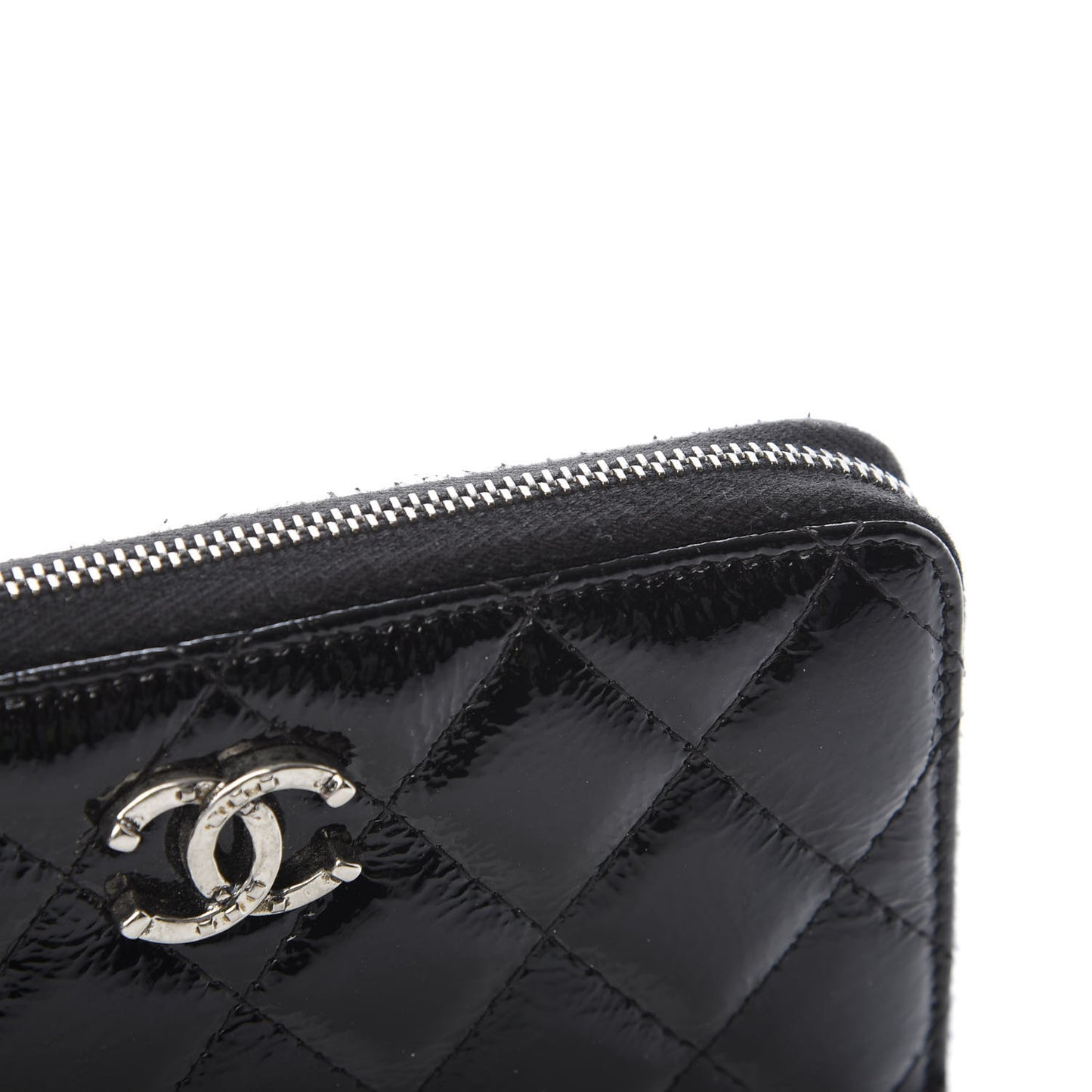 Patent Goatskin Paris Dallas Zip Around Wallet Black